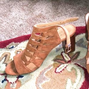 FRANCO SARTO gladiator peep toe block heel sandals 9.5